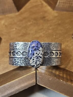 Cuff Bracelet with Purple Speckled Stone